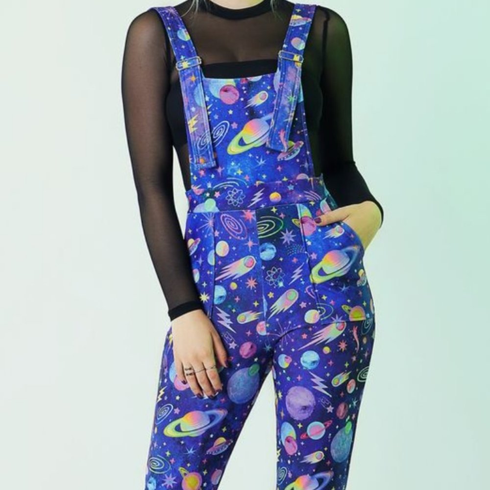 RARE Blackmilk nineties universe overalls XL Space Pants 90s Retro Galactic AU